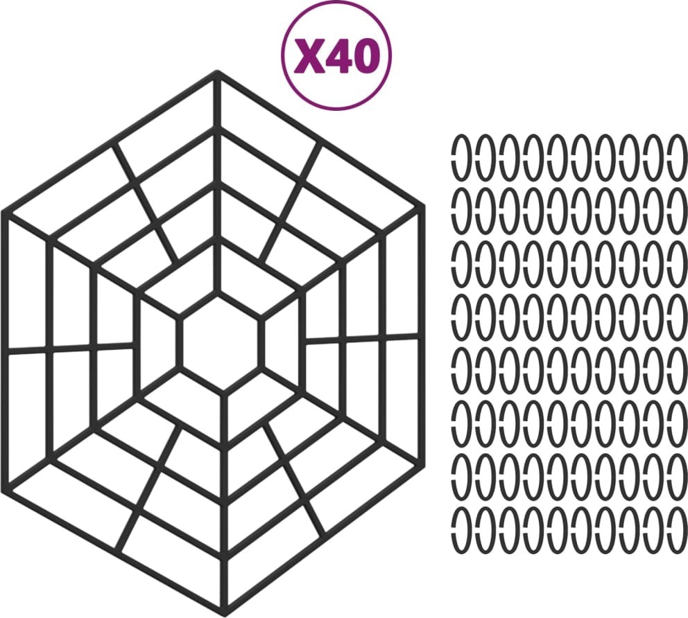 vidaXL Teichgitter 40 Stk. Schwarz Polypropylen 318303