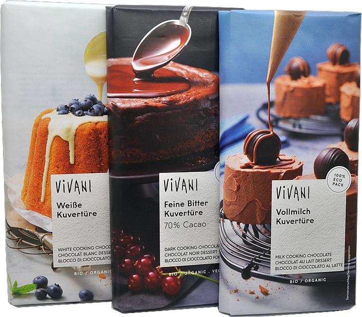 TKorganics Vivani Schokoladenmischung zum Kochen – Familienpack (3 x 150g Milchschokolade, 35% Kakaoanteil)
