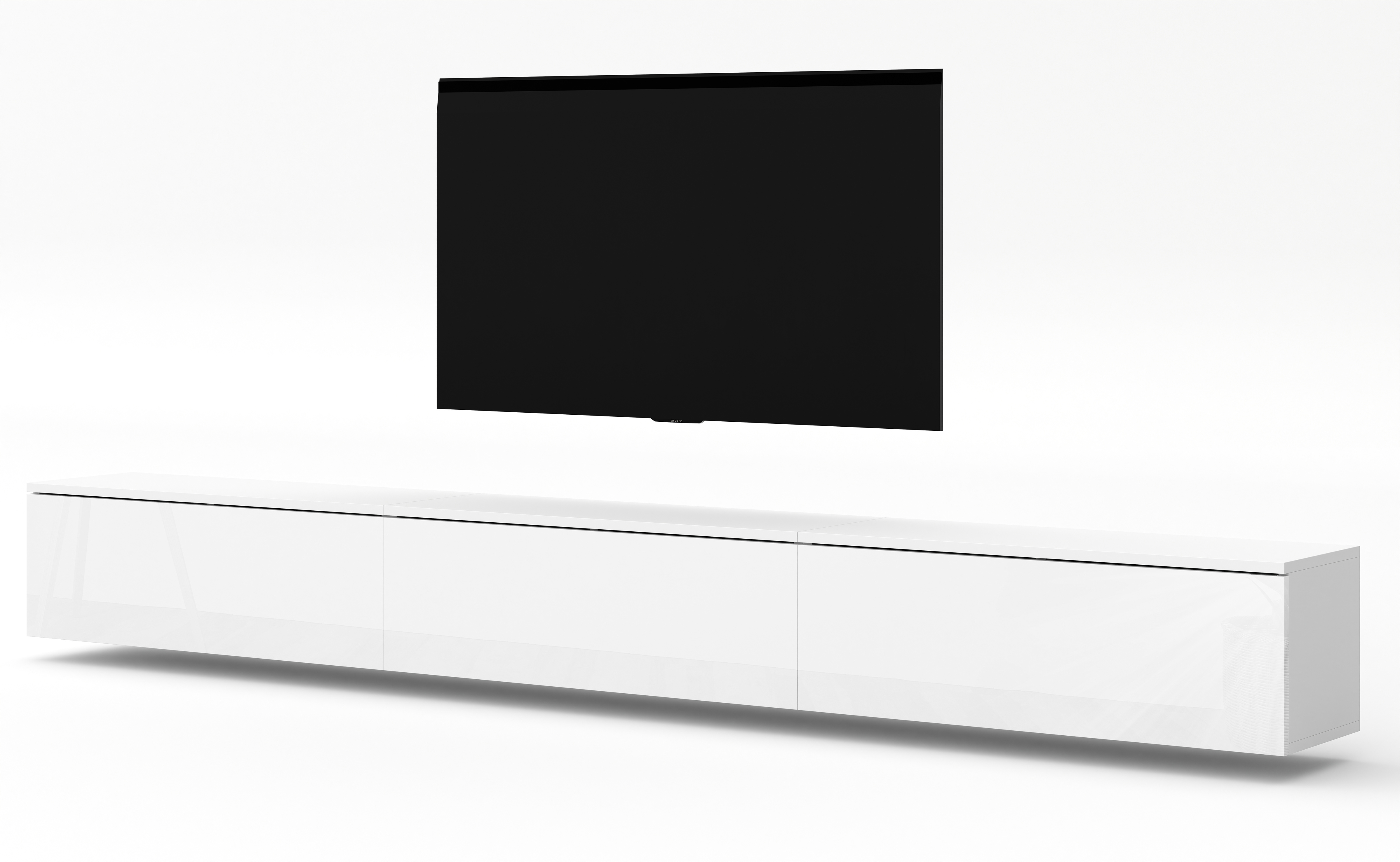 AX LIVING TV Bank weiß Loriano weißes TV Board 3x100 cm Matt/Hochglanz N0927