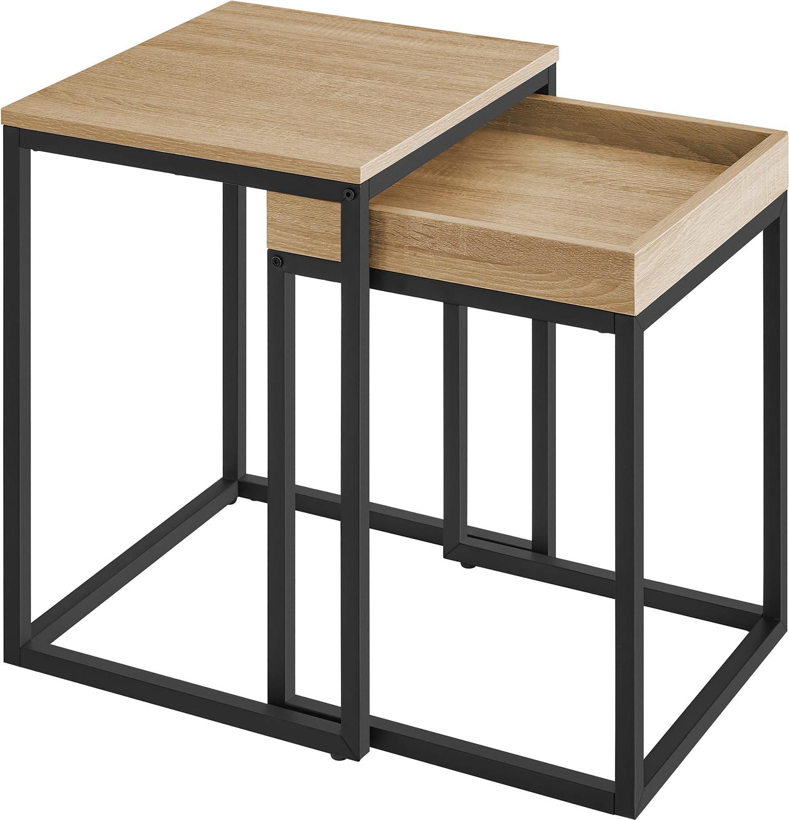 Mateusz Pielach Couchtisch 2er Set – Beistelltische im Loft-Design, ineinander schiebbar – Sonoma Eiche