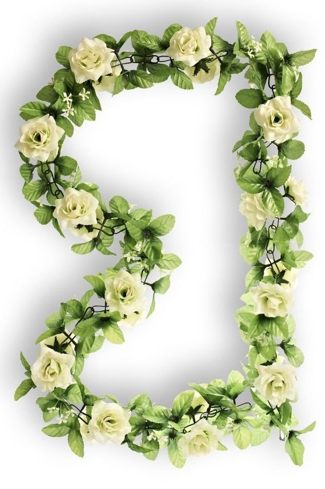 CBK-MS Basil Rosen weiß Rosengirlande Blumengirlande Fahrrad Blumen für Lenker + Korb