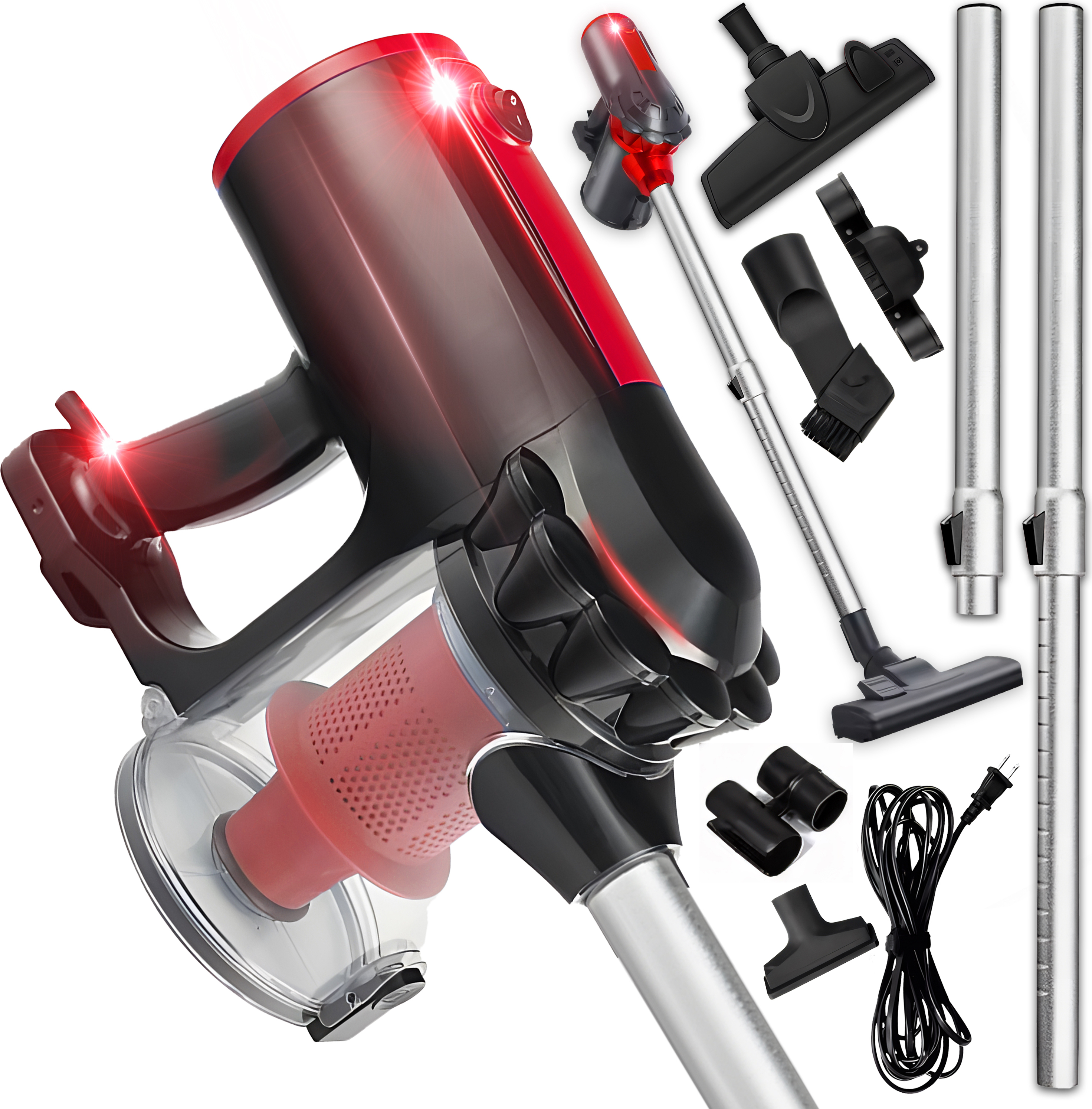 Staubsauger Beutellos, 600 Watt, Handstaubsauger, Standstaubsauger, Stielstaubsauger, 2-in-1 Staubsauger Hartböden, Teppich, HEPA Filter, 5m Retoo OR1080