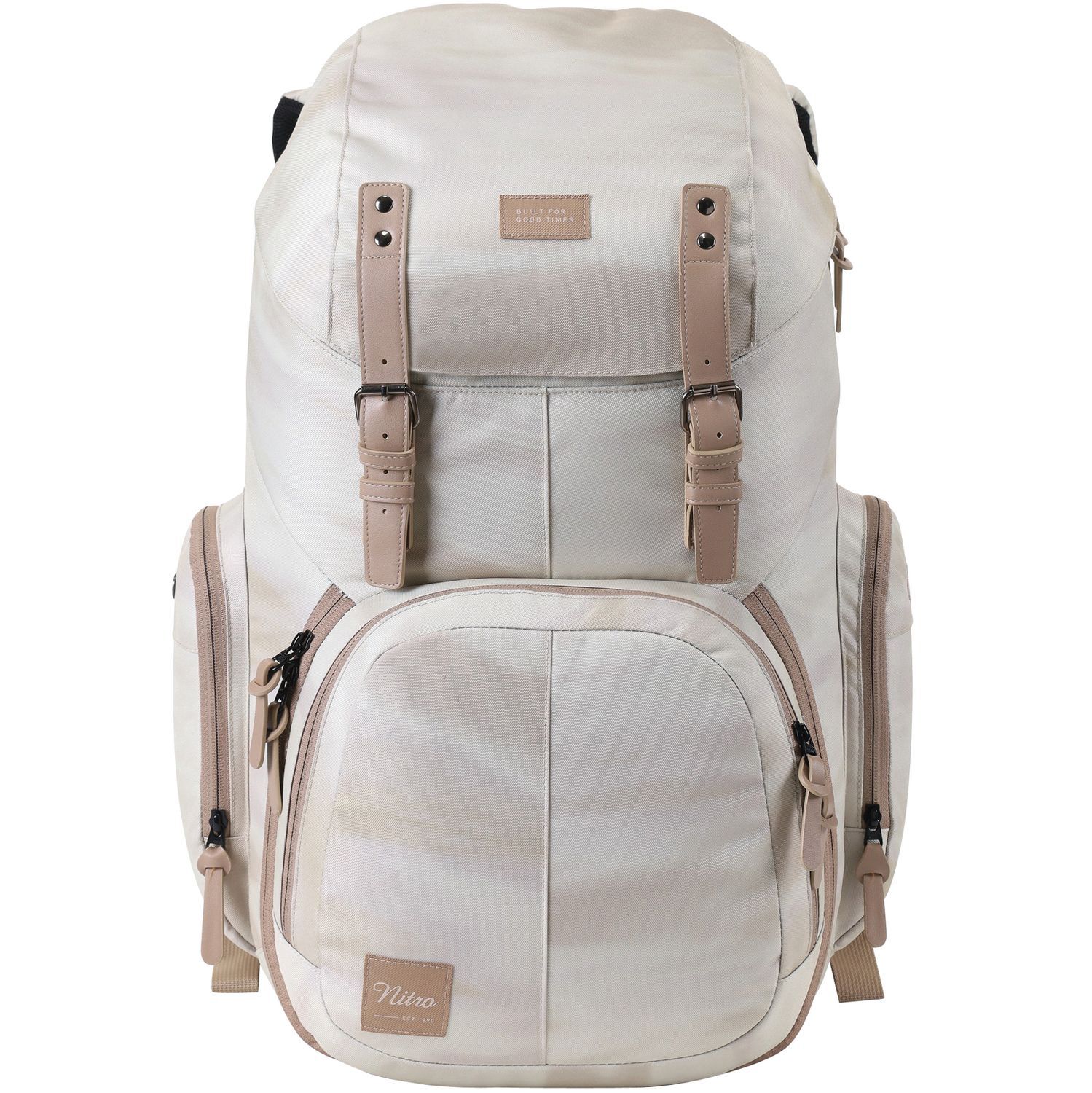 GURU SHOP Zaino Stonewash In Cotone Stile Etnico - 30x25x13 Cm, Unisex Con 3 Scomparti