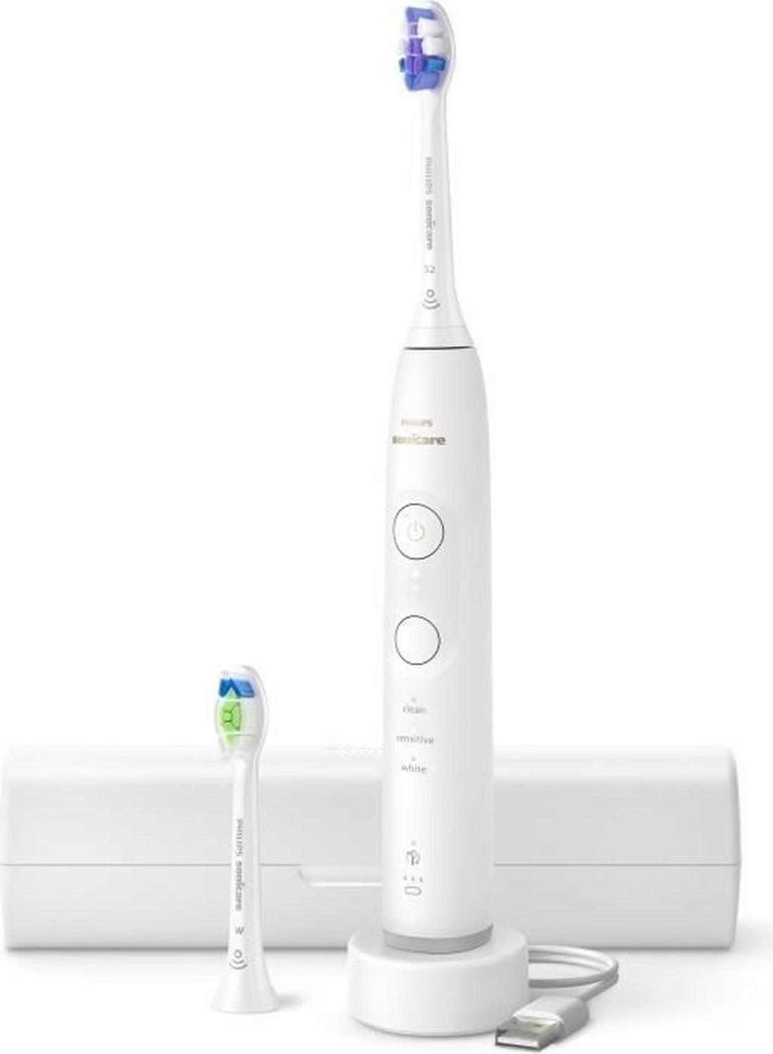 Philips Sonicare 6500 series HX7410/02, Dospelý, Sonická zubná kefka, Jemný, Bielenie, 62000 pohybov za minútu, Biela, 2 min, 4 x 30 sec