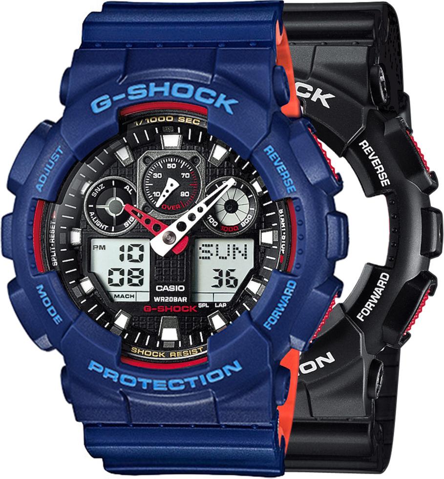 Zegarek Casio G-Shock SET GA-100-1A4ER + BEZEL 10527398 + PASEK 10527467 20BAR
