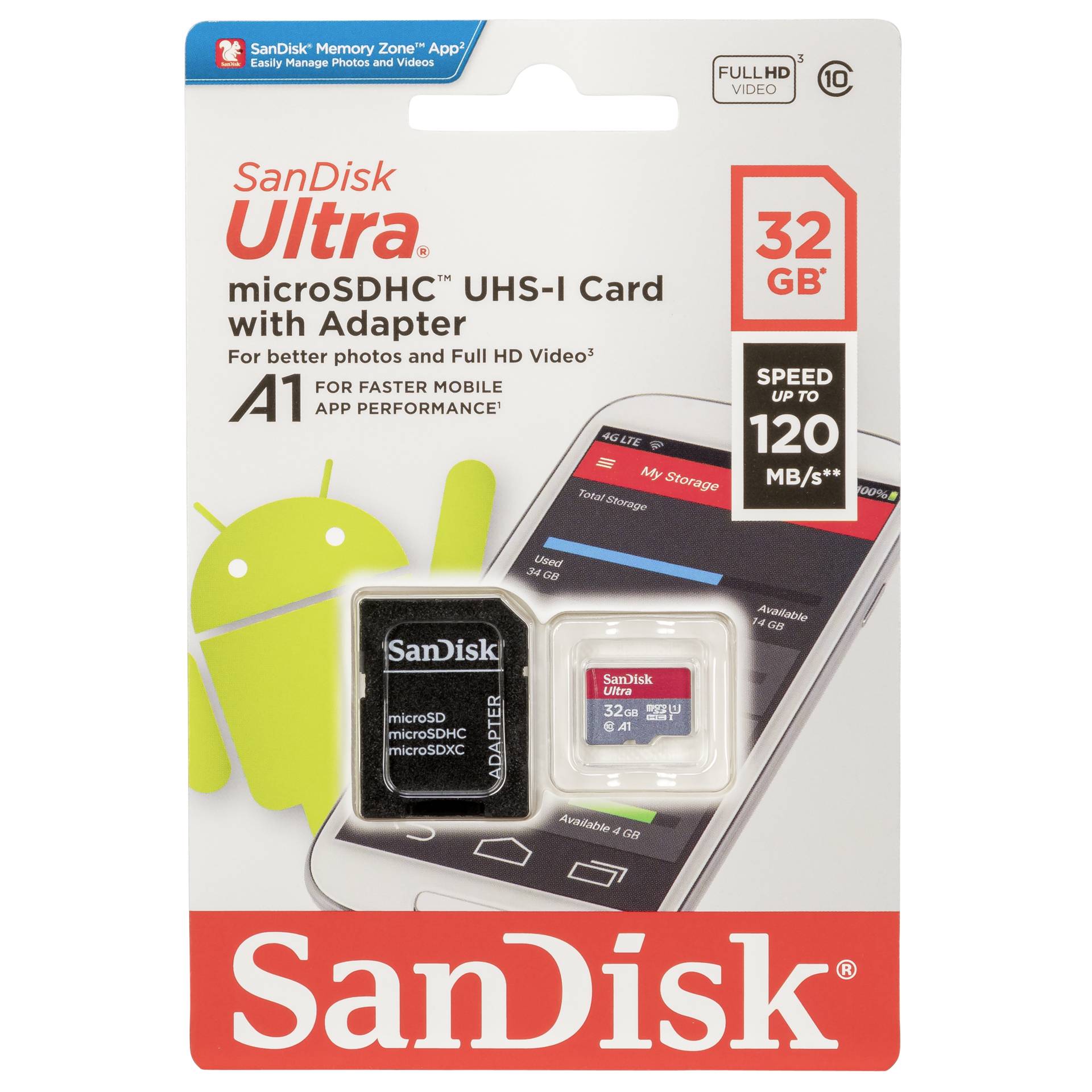 U1 SanDisk Ultra 128 GB microSDXC Speicherkarte mit A1 App Performance bis zu 80 MB/s Class 10 
