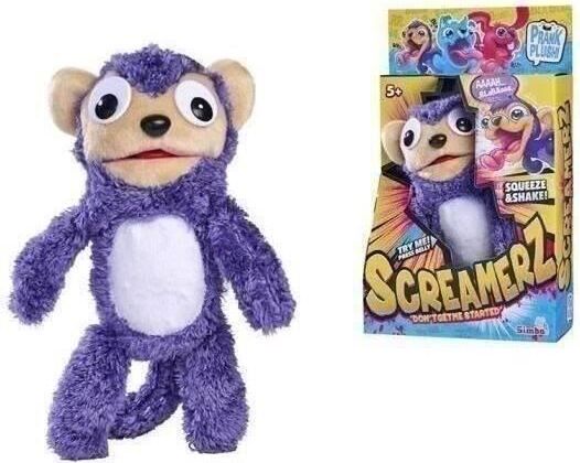 Smoby Screamerz Lustiges interaktives Plüschtier Affe 28 cm Geräusche beim Schütteln oder Drücken des Knopfes SIM4006592091378