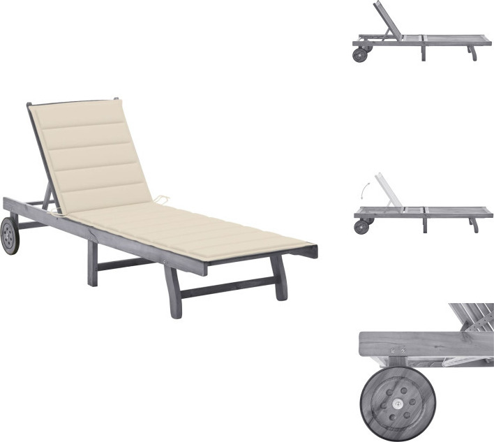 vidaXL Lehátko s vankúšom sivé akáciové masívne drevo - Lehátka