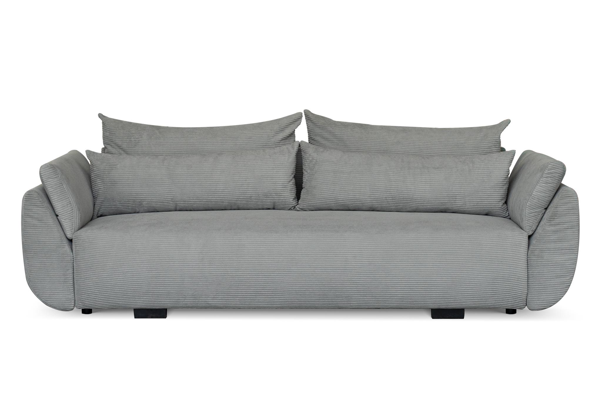 Schlafsofa Tilo 260 cm mit Bettkasten 3-Sitzen Bettsofa cord Grau Sofiland Grau 27