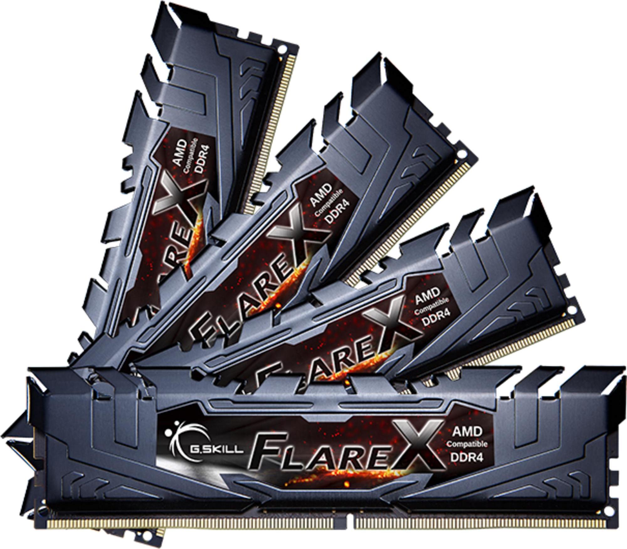 G.Skill Flare X series - DDR4 - 64 GB: 4 x 16 GB - DIMM 288-PIN - ungepuffert F4-3200C16Q-64GFX