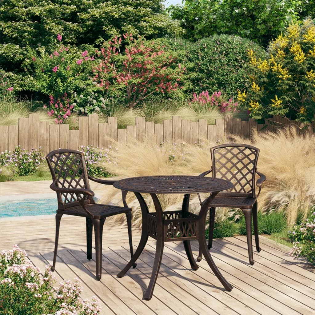 Elegantný 3-dielny bistro set hliníkový odliatok bronz DE1259362