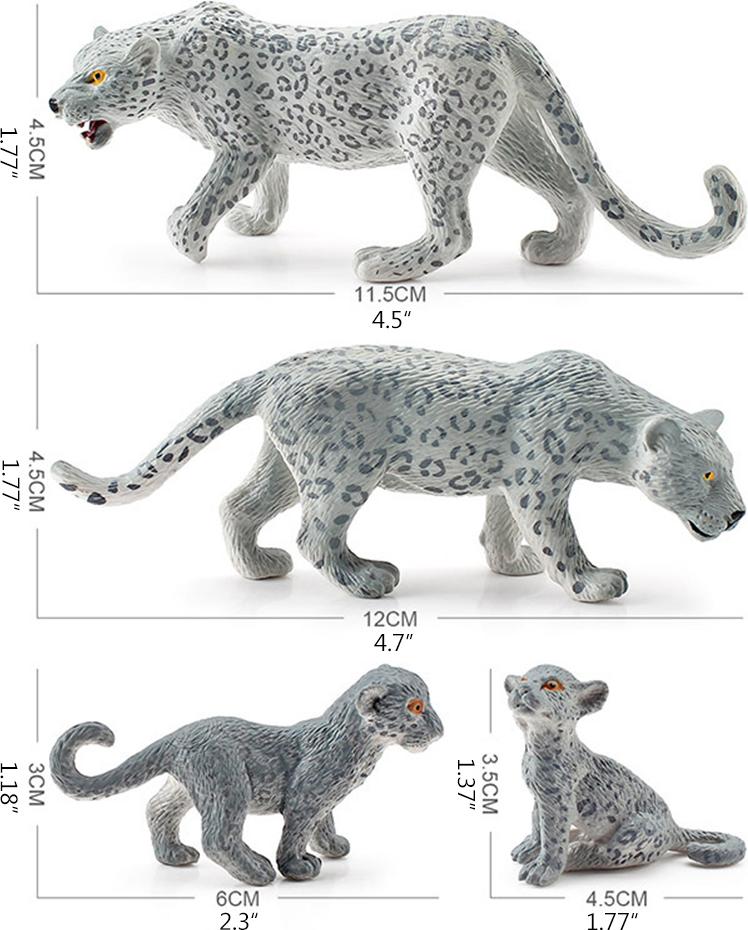 Cocosity 4 Stück Schneeleopard Figur PVC Realistische Schneeleoparden Miniatur Wildtiere Modell Action Figur für Clooection