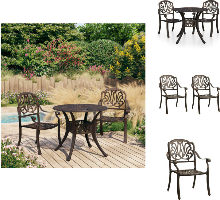 vidaXL 3-dielny bistro set hliníkový odliatok bronz - Záhradné nábytkové sety