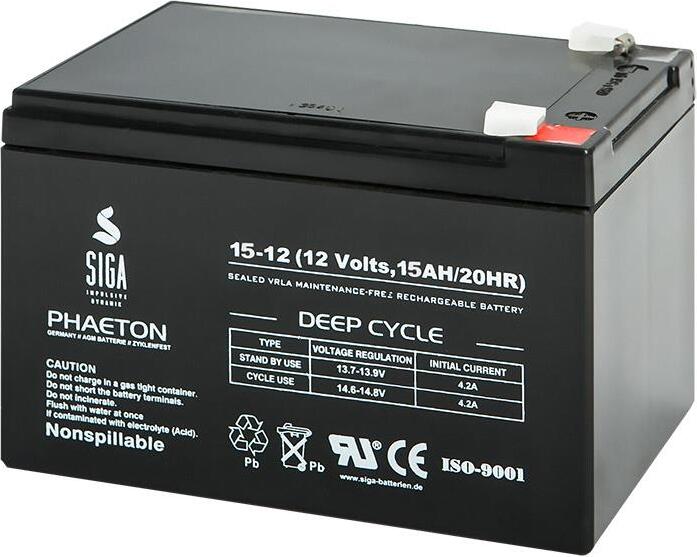 SIGA IMPULSIVE DYNAMIK SIGA Phaeton AGM Deep Cycle Akku 15Ah 12V S15-128