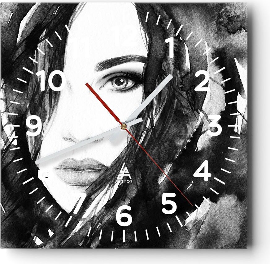 Arttor Wanduhr - Quadrat - Glasuhr - Schmuck Dame Kleid Eleganz - 40x40cm - Schleichendes Uhrwerk - Lautlos - zum Aufhängen bereit - Dekoration Modern - Wanddekoration aus Glas - C4AC40x40-3097