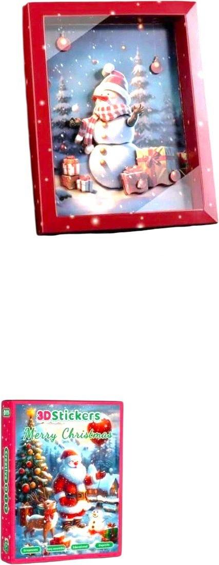 OLFed 3D-Weihnachtsaufkleber-Puzzle „Frohe Weihnachten“ - zum Selbermachen mit Rahmen und Tiefeneffekt