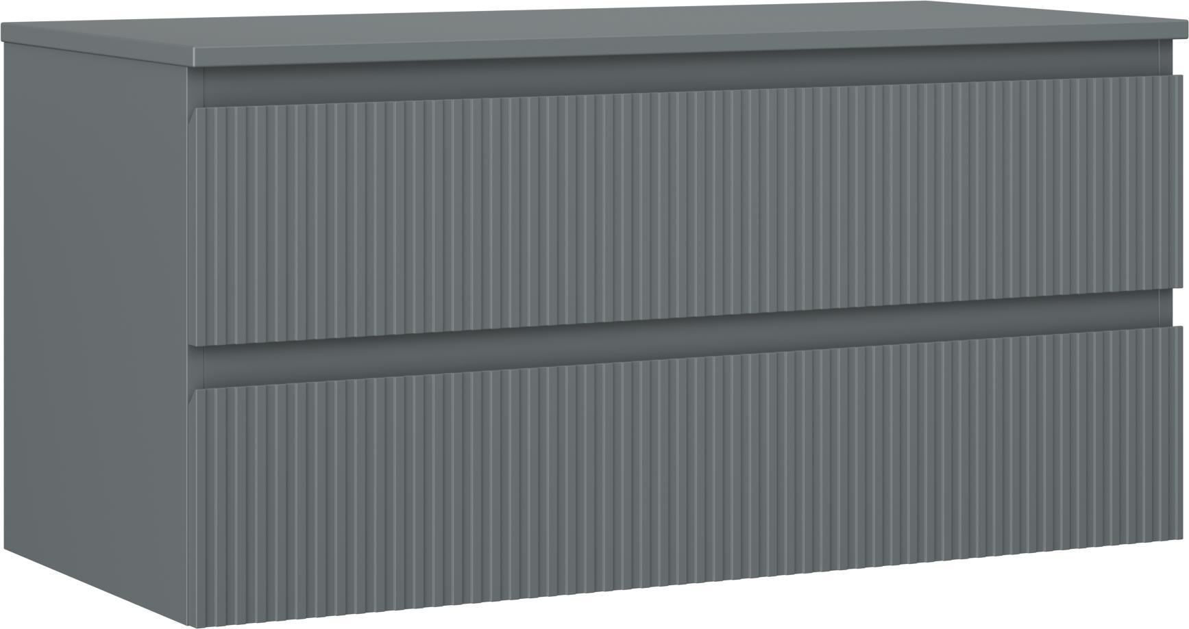 Mexen Rivel 100 cm Waschbeckenschrank mit Platte, 2 Schubladen, geriffelt, Graphit Matt - 91A20-10047-2-BFFC66