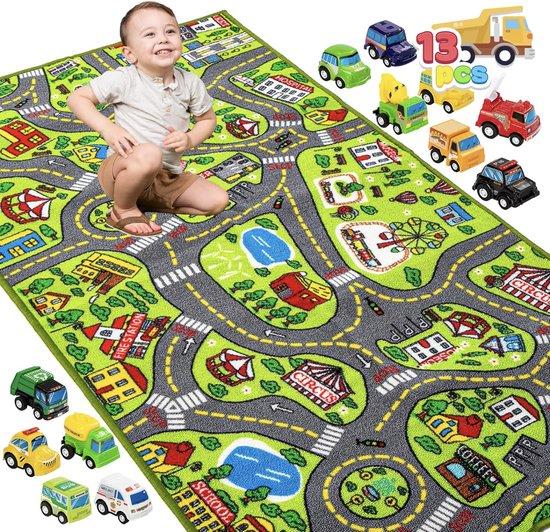 OEM Modellauto-Spiel mit 12 Fahrzeugen | Großes Stadtspiel für Kinder ab 3 Jahren | Jumbo Spielkammer Teppich | Stadtspielzeug für Kleinkinder 2026