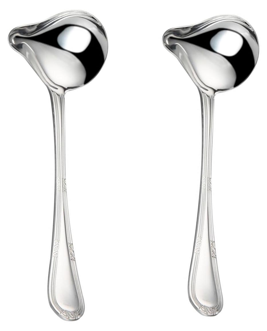 OEM Soßenlöffel - 2-teiliges Set aus Edelstahl mit Ausgießer - Zum Servieren von Suppen, Bratensoßen und Dressings - Silber