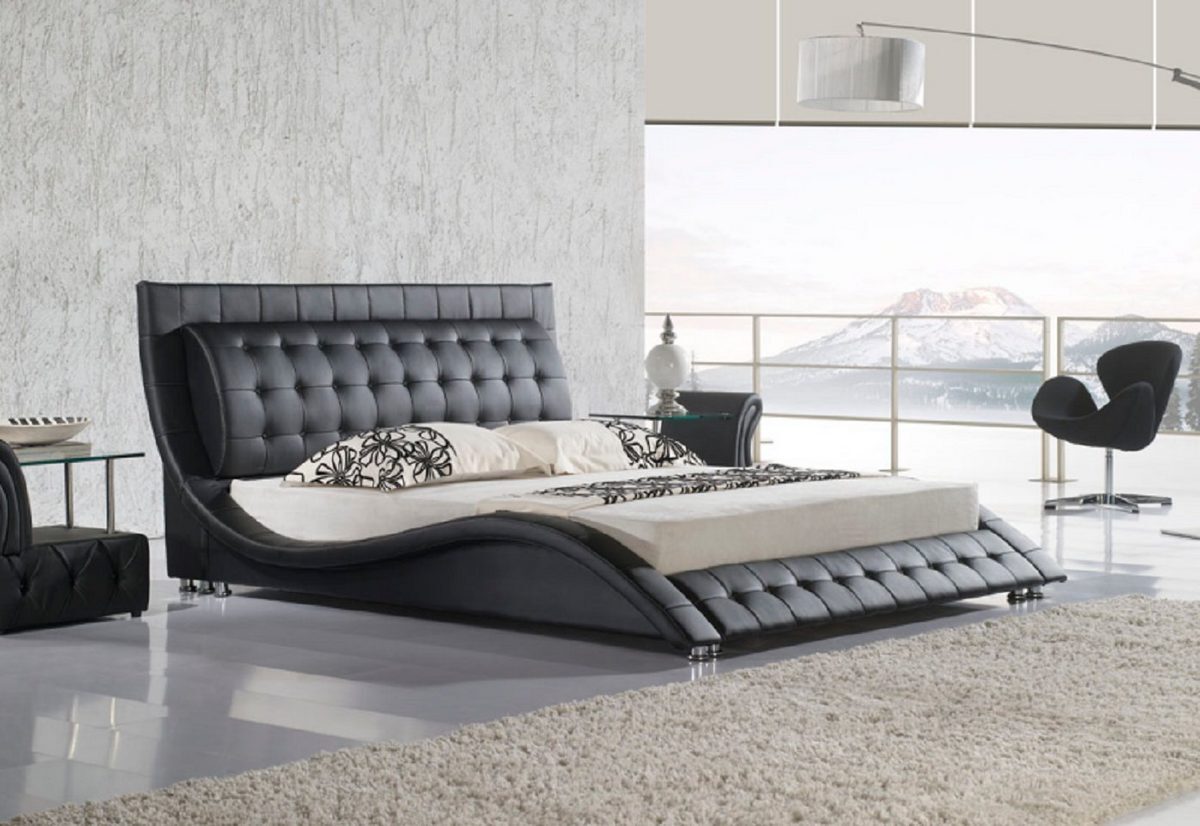 Schlafzimmer Bett Modern Doppelbett Schwarz JVmoebel