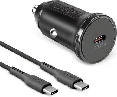 SBS PD KFZ-Ladegerät 25W USB-C+USB-C Kabel 1m