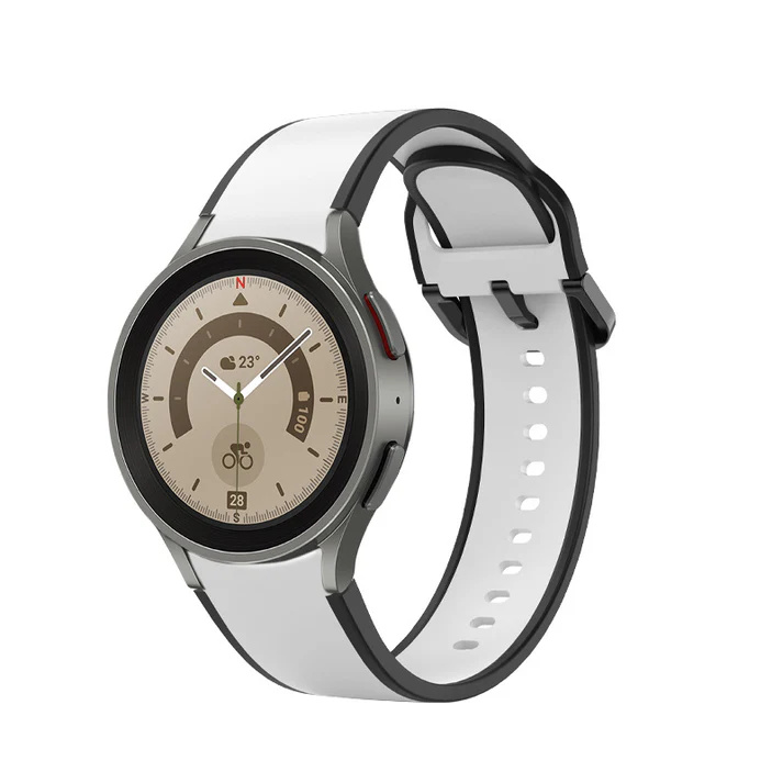 SYSTEM-S 20 mm silikónový remienok pre Samsung Galaxy Watch 5 4 Smartwatch Black White