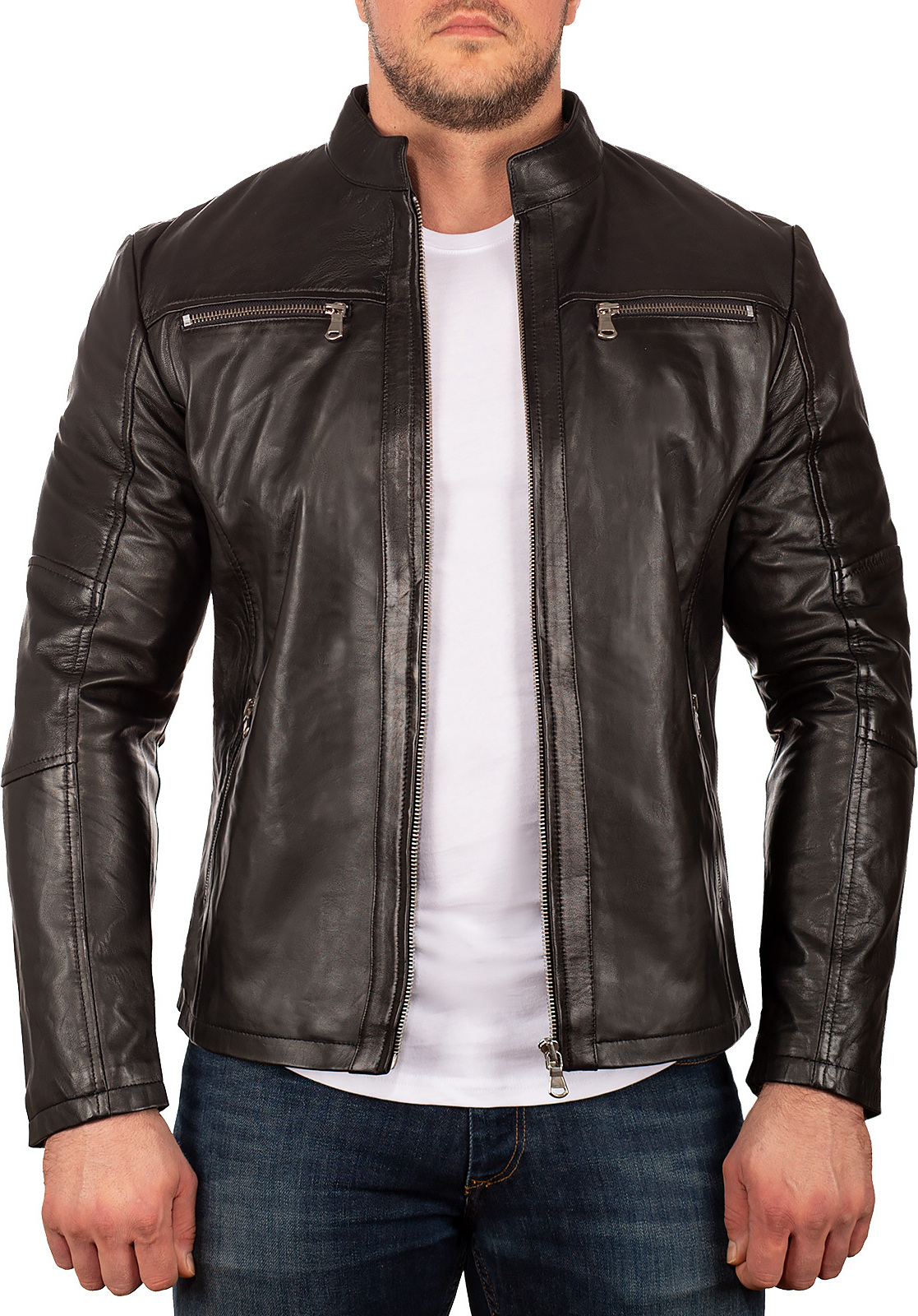 Biker Look Paulgos Herren Lederjacke Motorradjacke Herren PAULGOS