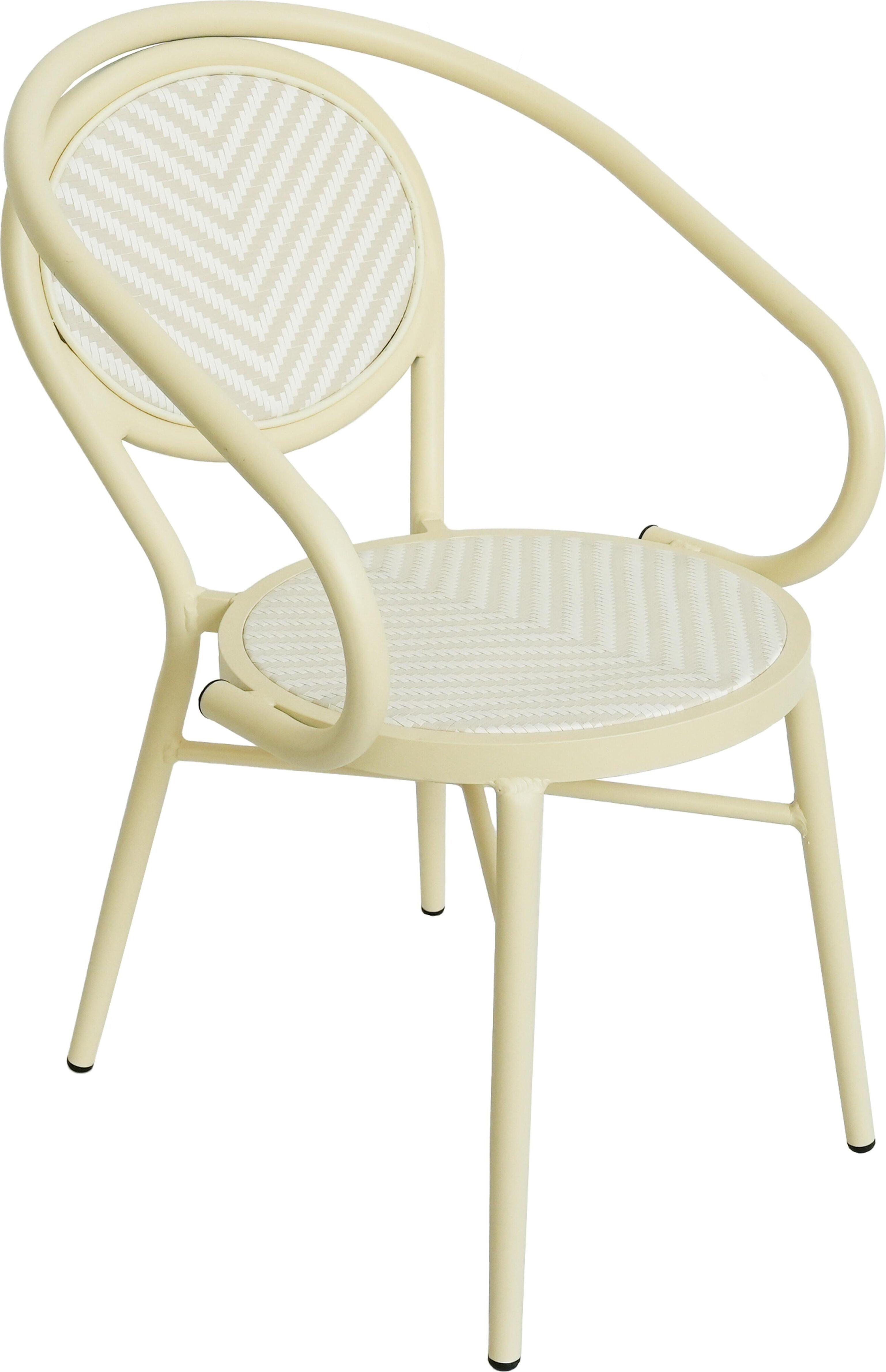 Gartenstuhl im Pariser Bistrostil aus Aluminium und beigem Rattan - Oviala Villiers 112620