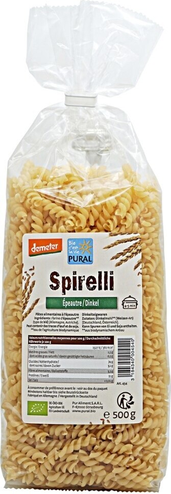 Dinkel Spirelli Demeter 500g Nudeln
