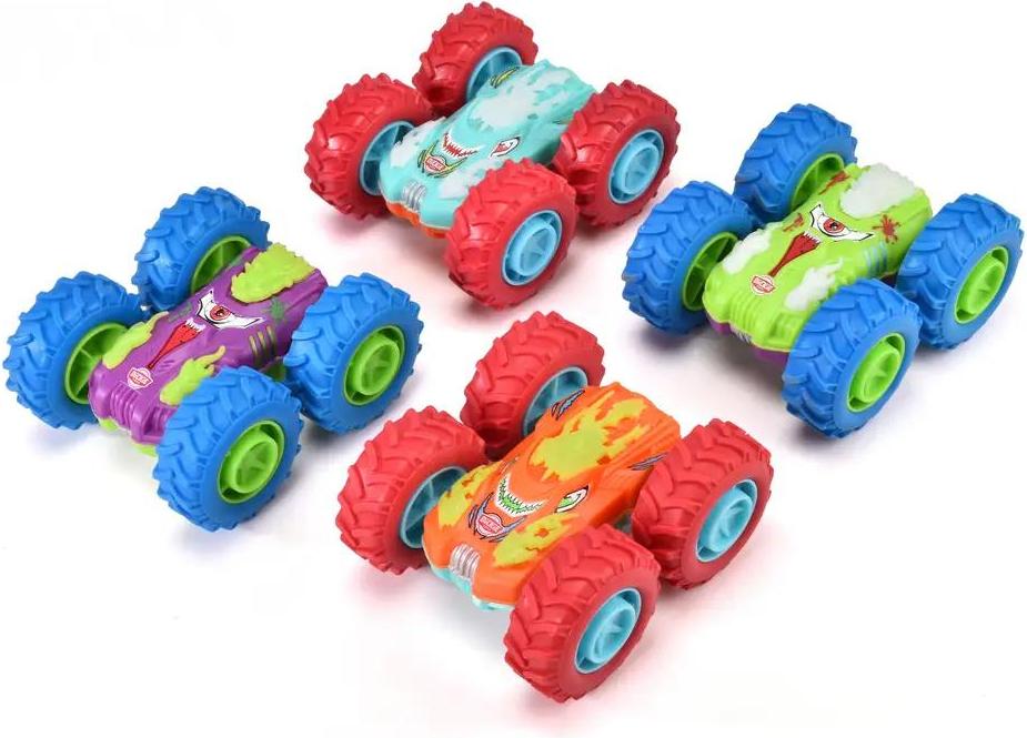 Dickie Toys - Monster Flippy Auto (10 cm) - buntes Flip-Spielzeugauto fr Kinder ab 3 Jahre mit Friktionsantrieb und Gummireifen (4-Fach Sortiert, zufllige Auswahl) 203751004
