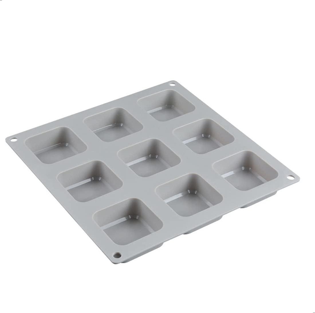 Markenlos Silikon-Seifenform, 9 Fächer, Silikonform, Seifenform, Seifenformen für handgemachte Seife, geeignet für Kuchen, Kekse, Schokolade, Eiswürfel, Seife, DIY, grau