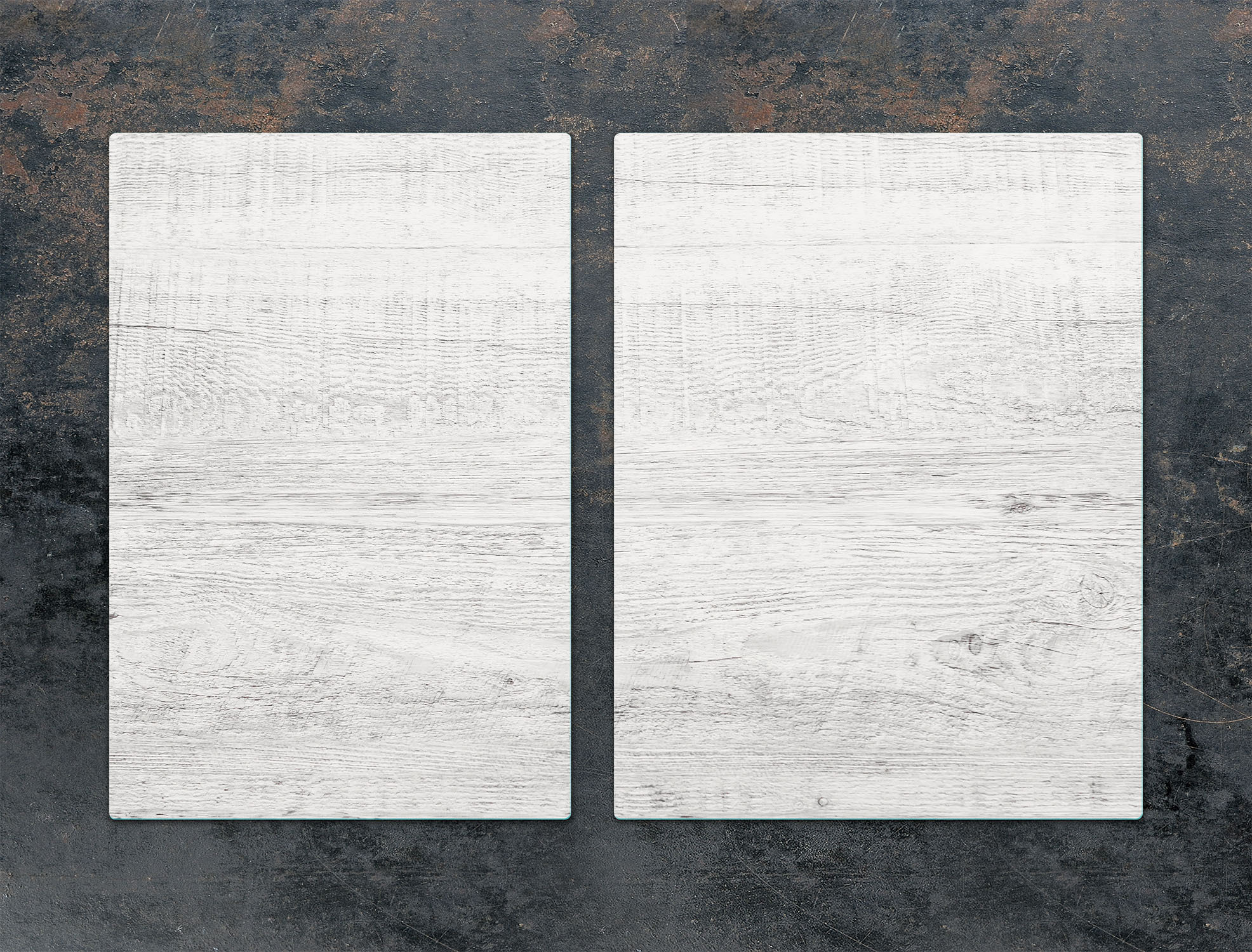 TMK ArtDeko Herdabdeckplatten 2 teilig 75x52 Ceranfeld Abdeckung Glas Schneidebrett Holz Weiß