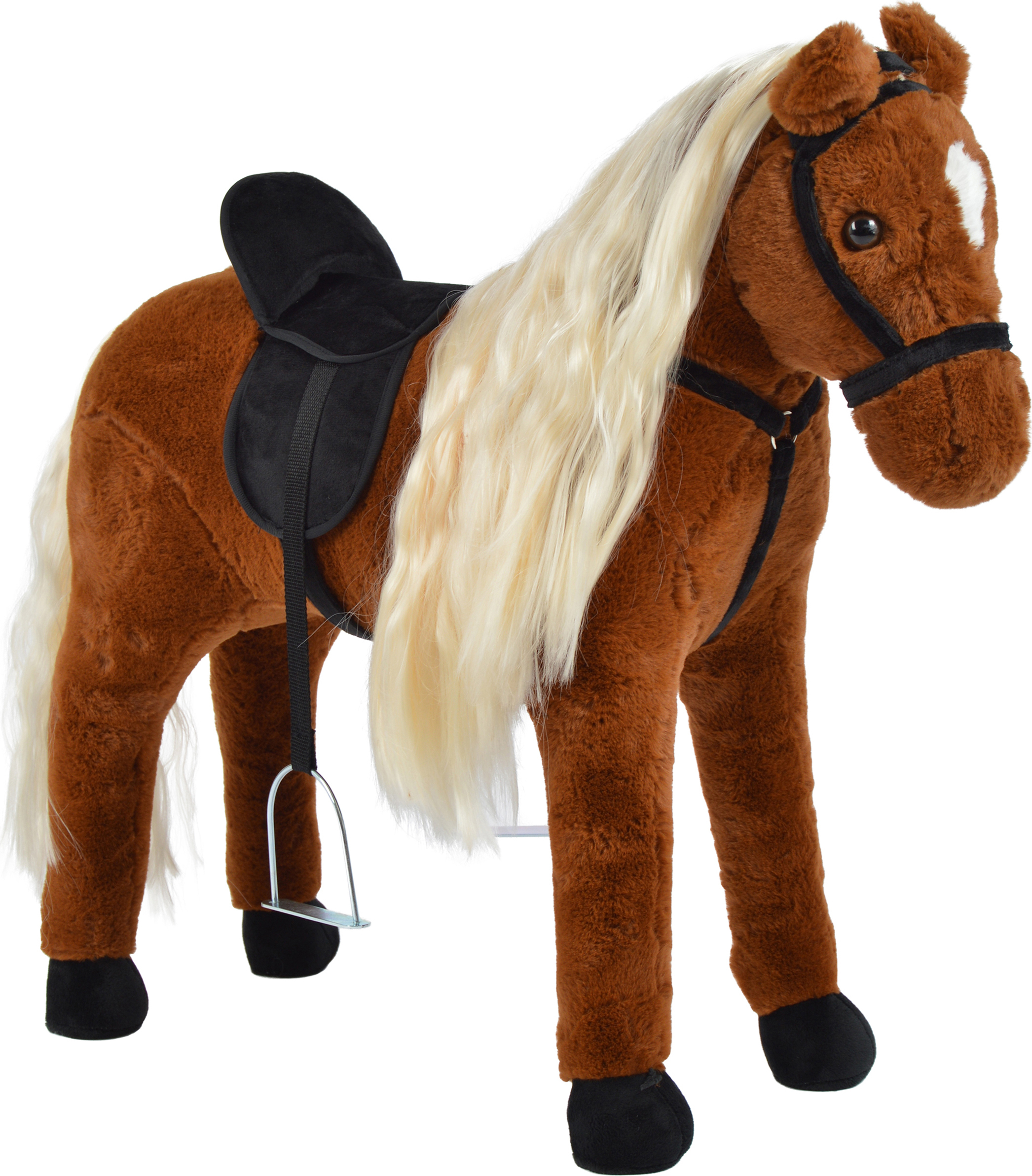 Pink Papaya Stehpferd zum draufsitzen | 75cm Spielpferd zum Reiten | Pferd zum Reiten für Kinder mit Sound | Sattel Pferd - Bella 40081