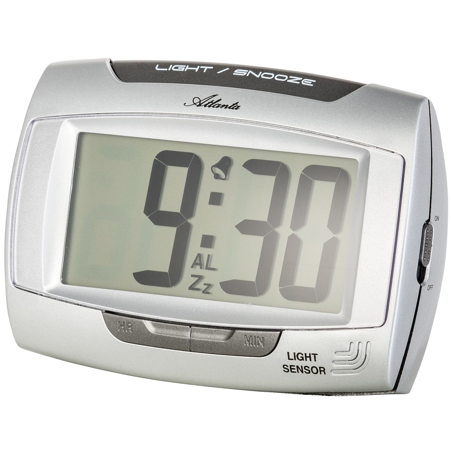 Atlanta 1669/19 Wecker Quarz digital silbern mit Licht Snooze Digitalwecker 44399