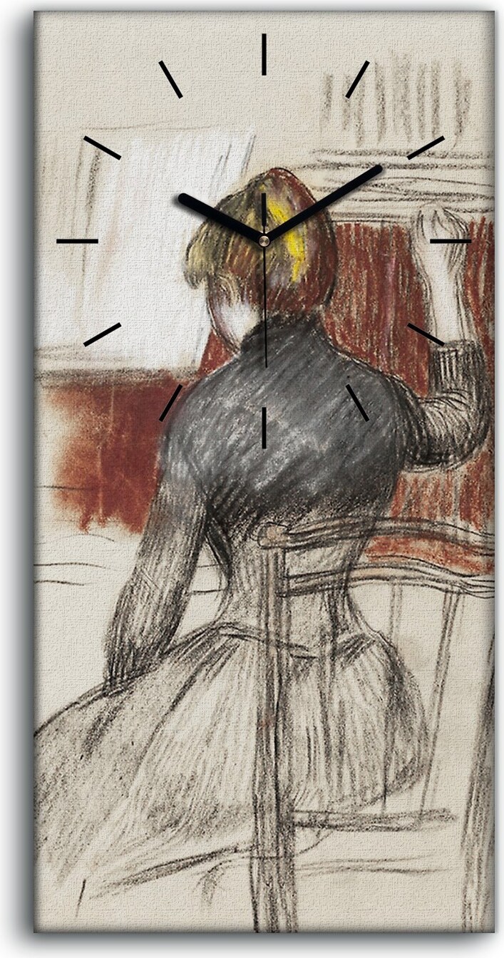 coloray Wanduhr Bürouhr Leinwand Bild 30x60 Malerei Frauen Musikerinnen Klavier Kunst - schwarze Hände zcv-895002-30x60-c
