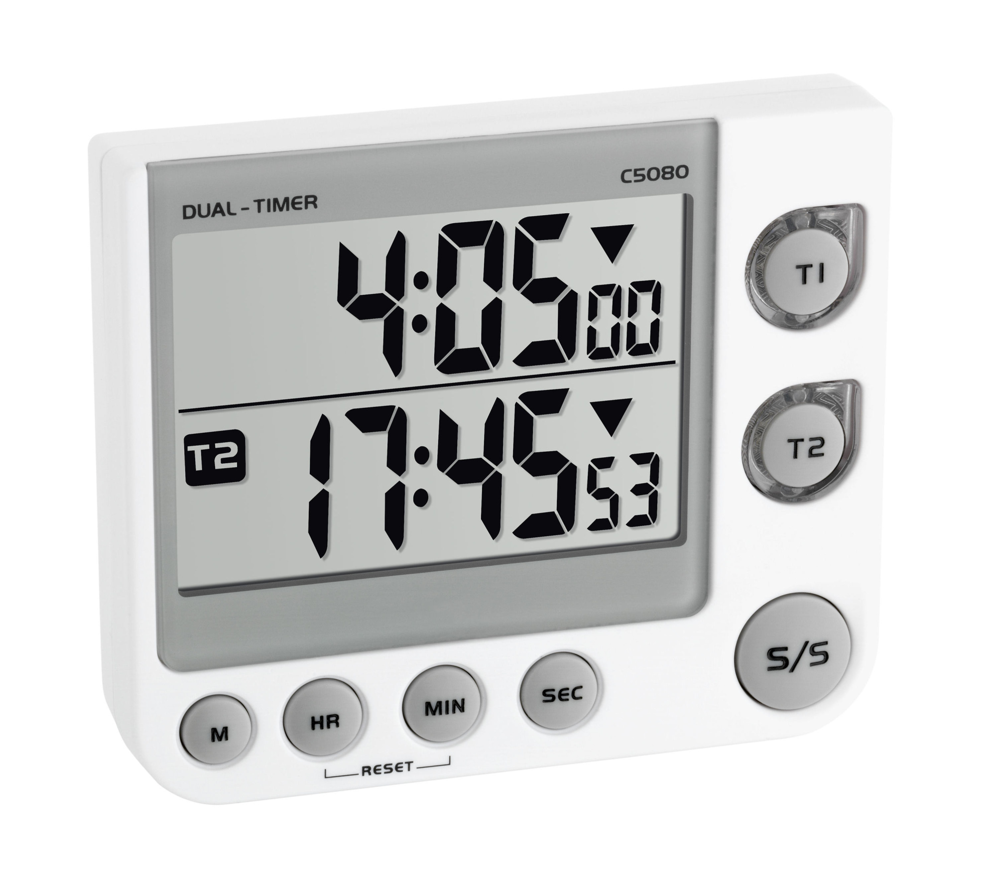 2-fach Timer, digital, Doppeldisplay für zwei Zeiten,