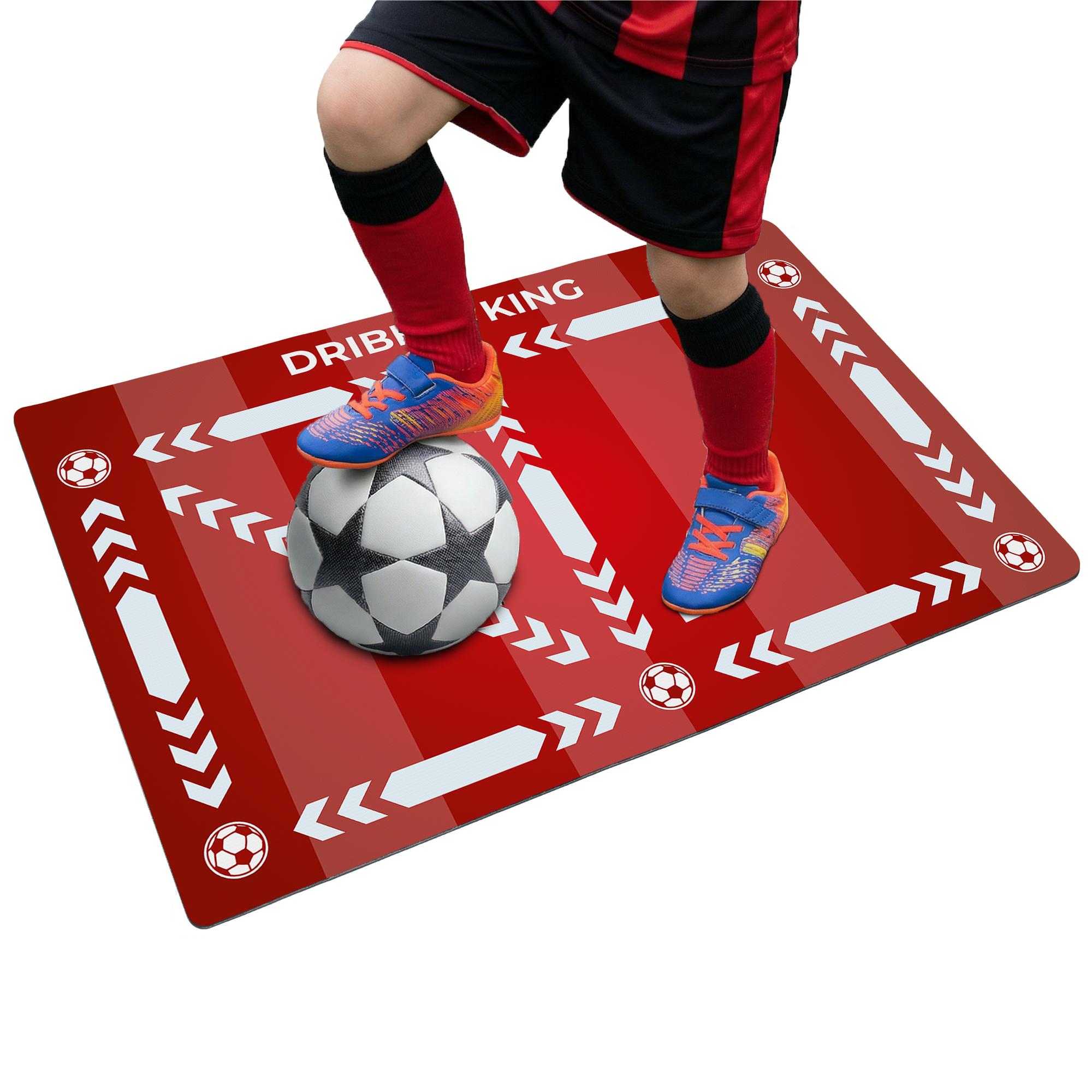 druck.de Fußball Trainingsmatte - 90x60 cm - Rot - Training Kinder - Rutschfeste Matte für Ballkontrolle - Kickmatte - Techniktrainer - Indoor & Outdoor
