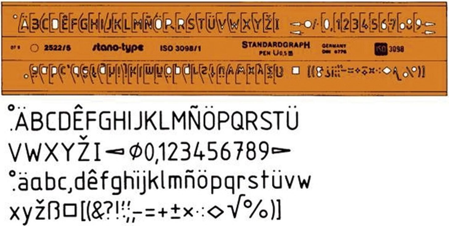 Standardgraph Schriftschablone stano-type Typ B gerade, Mittelschrift 5 mm 2522-5