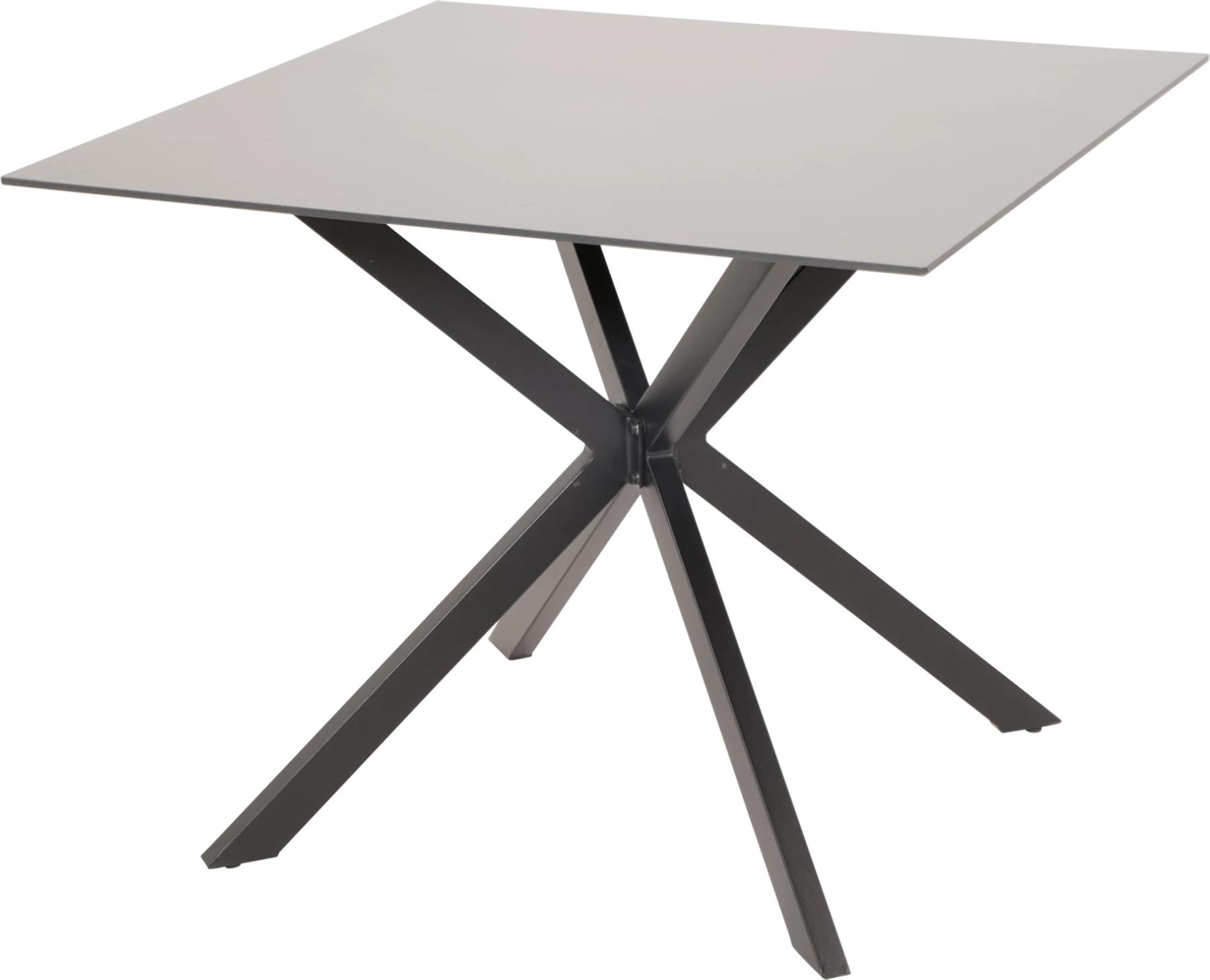 Tisch - 90x90 cm - Aluminium - Beschichtetes Glas