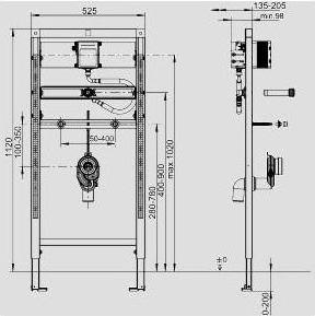 Sanit Urinal-Element INEO Kartuschentechnik 1120/525 90.668.00..T000