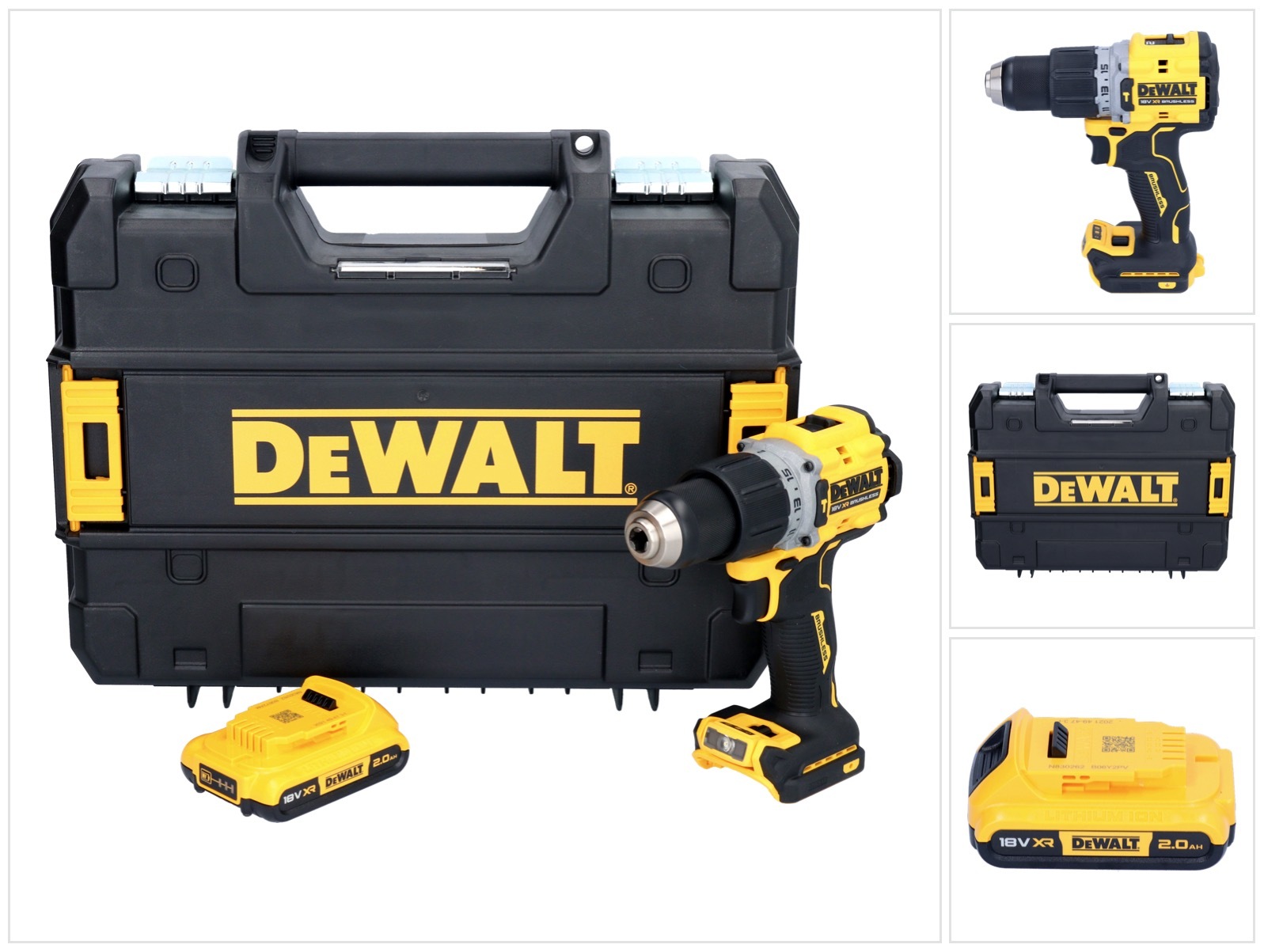 Akumulátorová príklepová vŕtačka DeWalt DCD 805 NT 18 V 90 Nm bez kefiek + 1x akumulátor 2,0 Ah + TSTAK - bez nabíjačky