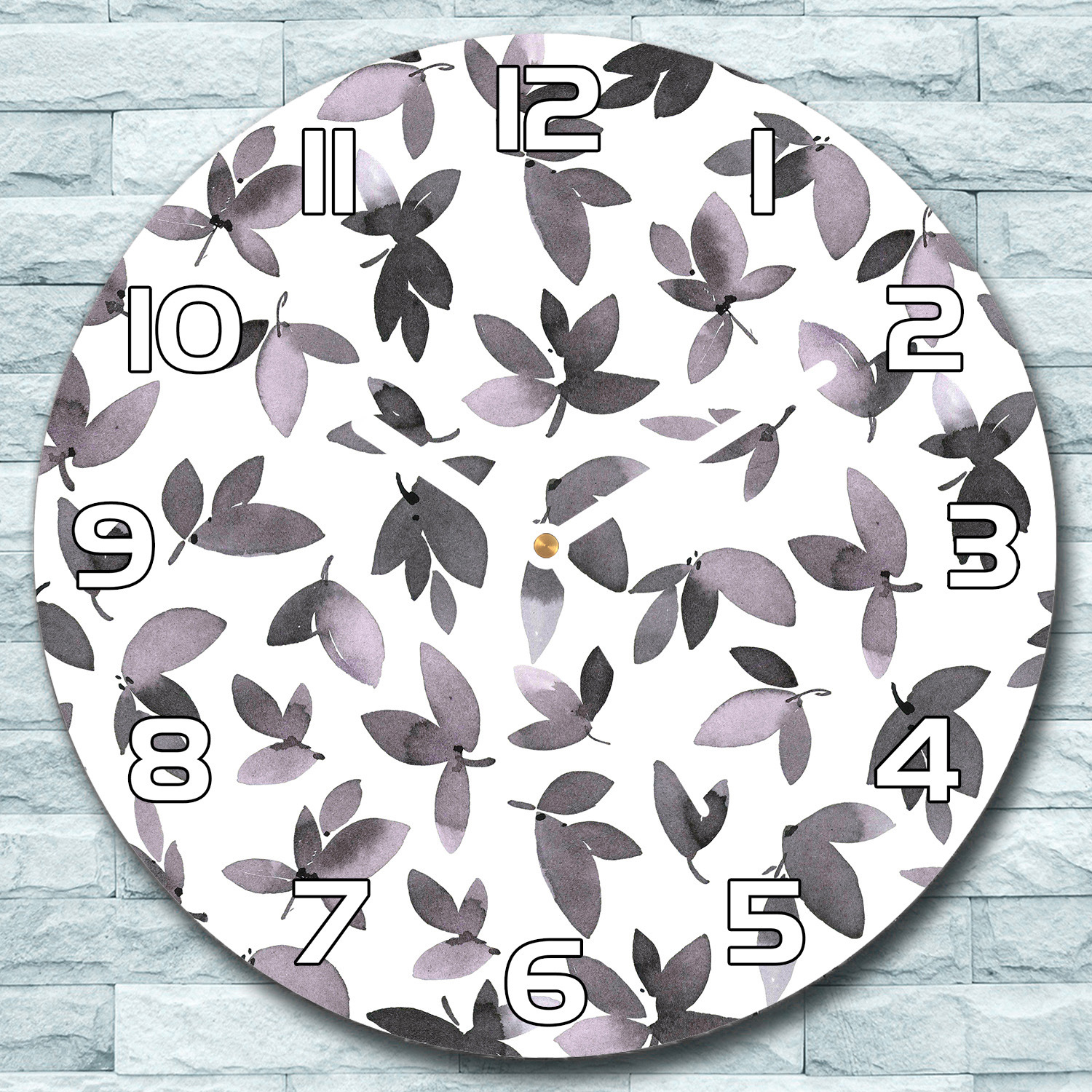 coloray Wanduhr aus Glas Rund fi 30 Baumblätter Zarte Quarz Deko Schlafzimmer Büro zso-white-f30-pazzo-79