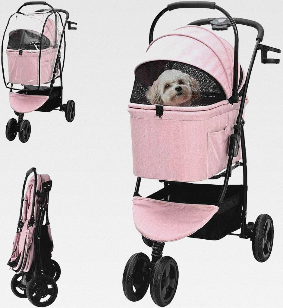 Markenlos Faltbarer Haustierwagen Verstellbar Rosa 78 x 54 x 101 cm,Tier- & Haustierbedarf,Haustierbedarf,Pet-Stroller,Rosa,9.02 KG,42012437