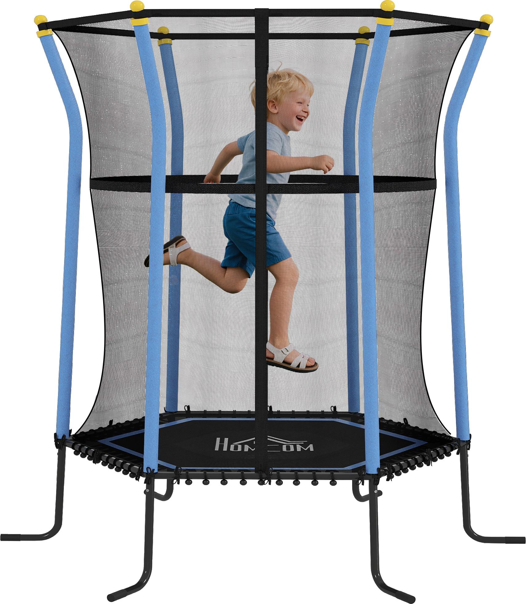 HOMCOM Kinder Trampolin 122 x 111cm, Indoor Trampolin, Kindertrampolin bis 50 kg 342-007V02BU