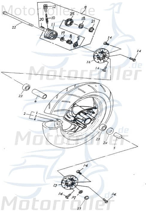 Adly Vorderrad nackt Thunder Bike TB 50 Roller 50ccm 2Takt Motorroller.de Vorderradfelge Vorderfelge Vorderrad-Felge vorne Vorder-Felge Vorder-Rad 42701-125-000