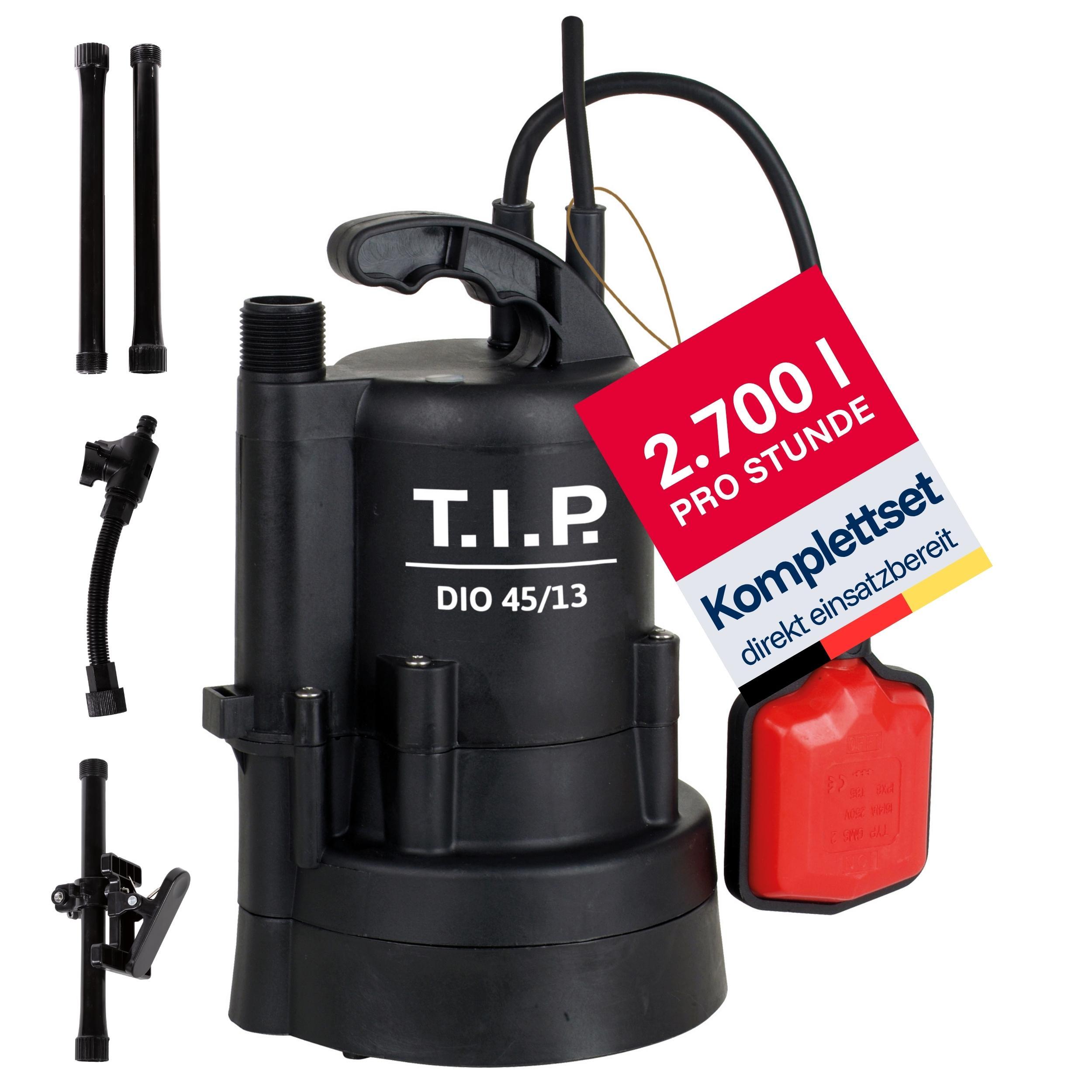 T.I.P. Regenfasspumpe DIO 45/13, Fördermenge max. 2.700 l/h, Leistung: 350 W, Förderhöhe: 13 m 30263