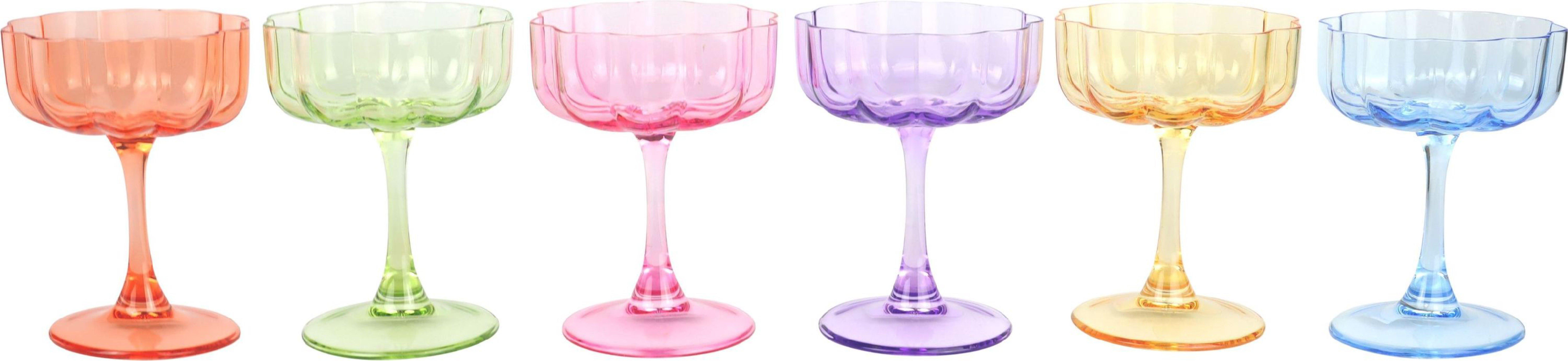 FURNARO Pokalgläser Blooming grace im 6er-Set – bunte Gläser aus Glas in BlÃ1/4tenform, 13 cm hoch, fÃ1/4r Cocktails, Desserts, Deko 4262537480540_118d