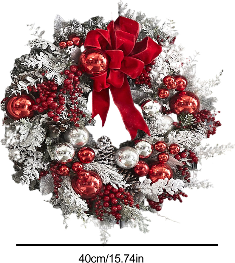 Cocosity 40cm Weihnachtskranz Xmas Tür Oranments Frohe Weihnachten Dekoration für Zuhause 2021 Frohes Neues Jahr Hängende Anhänger