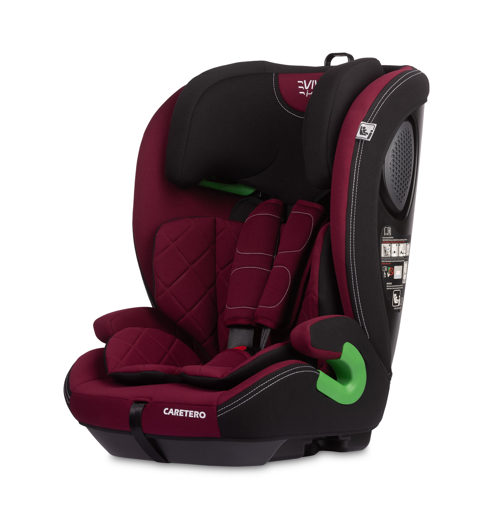 CARETERO, i-Size Autositz Kinder, Vorne Babyautositz 76-150cm, Vivo Burgunderrot TERO-2052