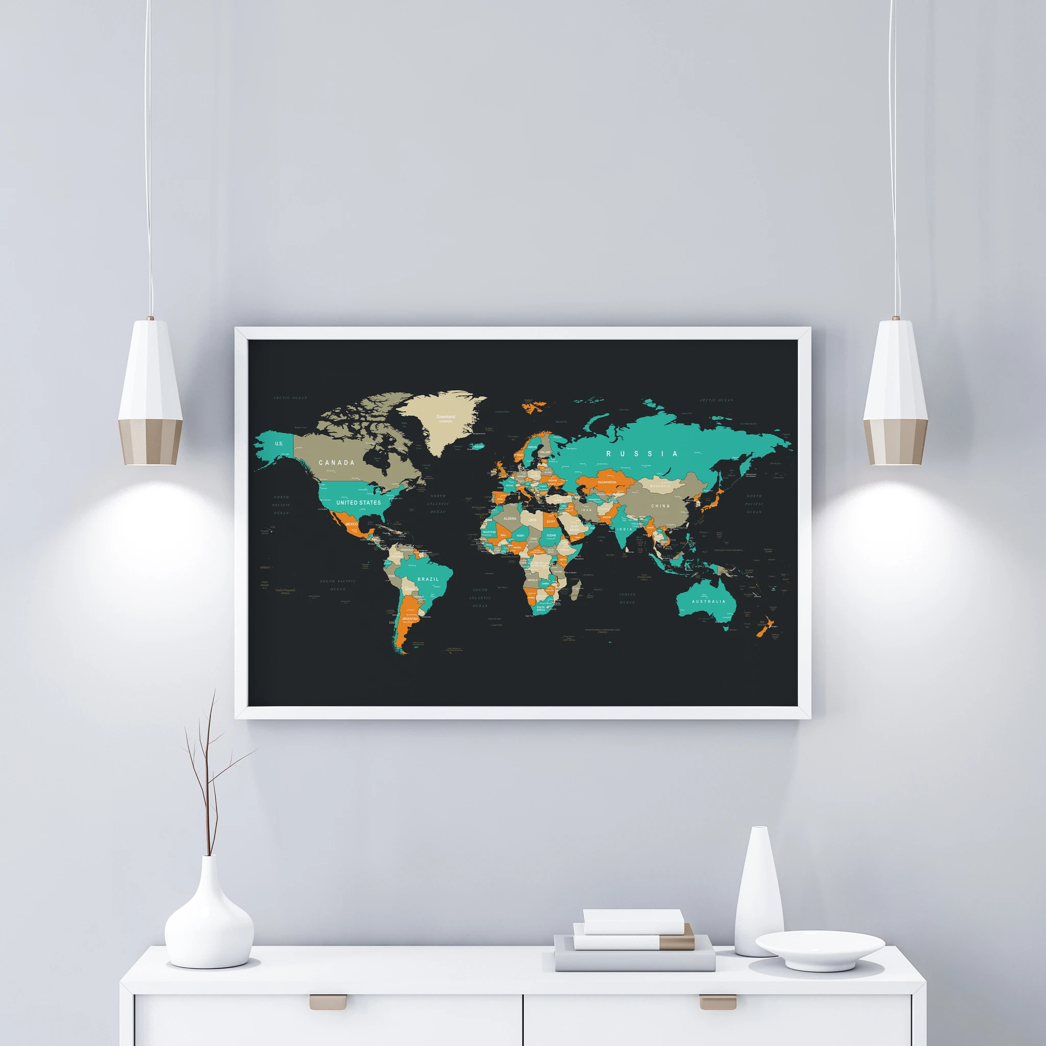 POSTER MAPPA DEL Mondo Mappa Gigante Formato Poster Con Bandiere - Foto 5